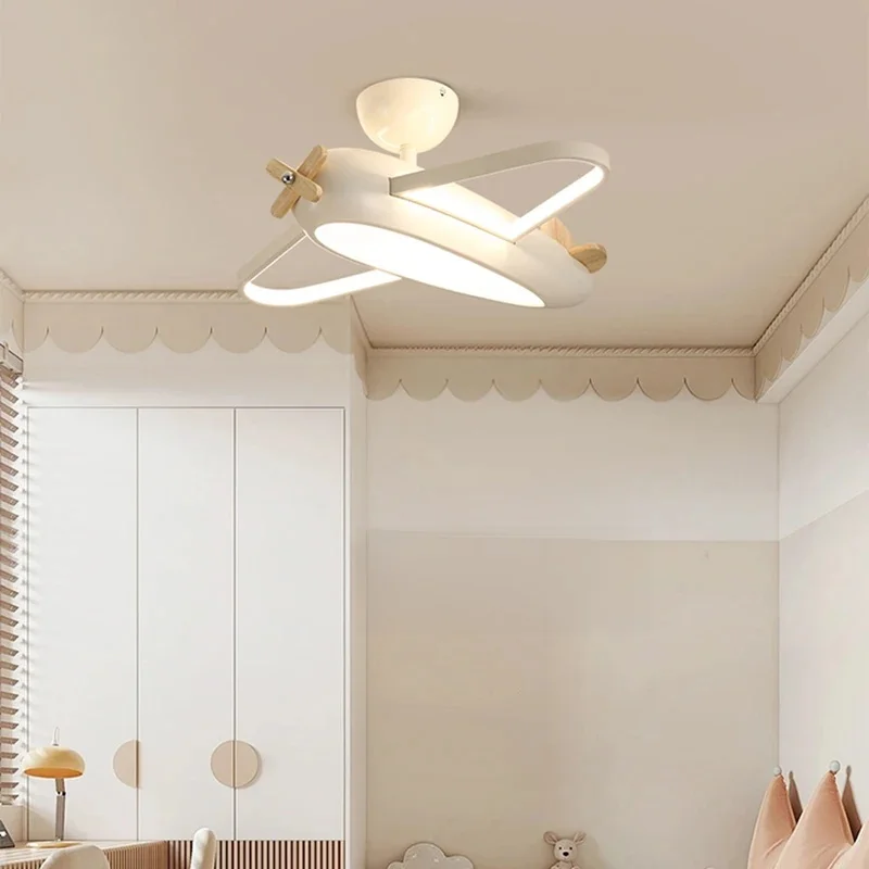 Cartoon Vliegtuig Plafondlamp Creatief Ontwerp Led Witte Lamp Woonkamer Eetkamer Studie Kinderkamer Jongen Baby Kinderkamer Decor Lamp - afbeelding 2