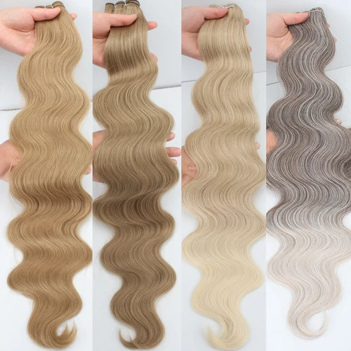 Imagen 1 del producto Mechones de ondas corporales, extensiones de cabello sintético de alta temperatura, fibra sintética bio para mujeres, 30 "", 200 gramos, cabello trenzado para Cosplay
