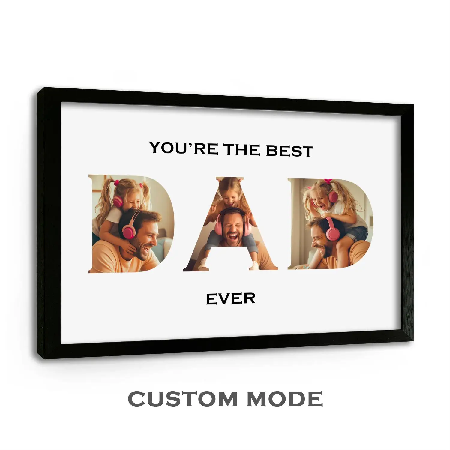 Custom Photo Print Canvas Personalized Father Gift Wall Art Custom Photo Collage DAD Letter Shape You are the Best Dad Ever