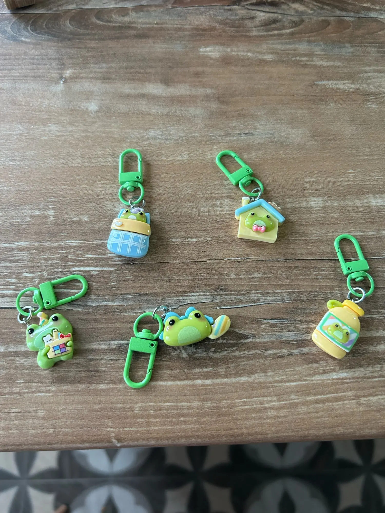 Cartoon Frog Key Chain Cute House Vase Photo Frame Frog Pendant Car Key Ring Backpack Charms Bag Decor Accessories photo review