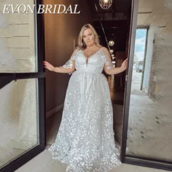 EVON-vestido de novia con cuello en V, traje de gran tamaño, Espalda descubierta, apliques, línea A, tul, elegante, hecho a medida, vestidos de novia para fiestaEvon Bridal V collar vestido de novia súper grande sin es