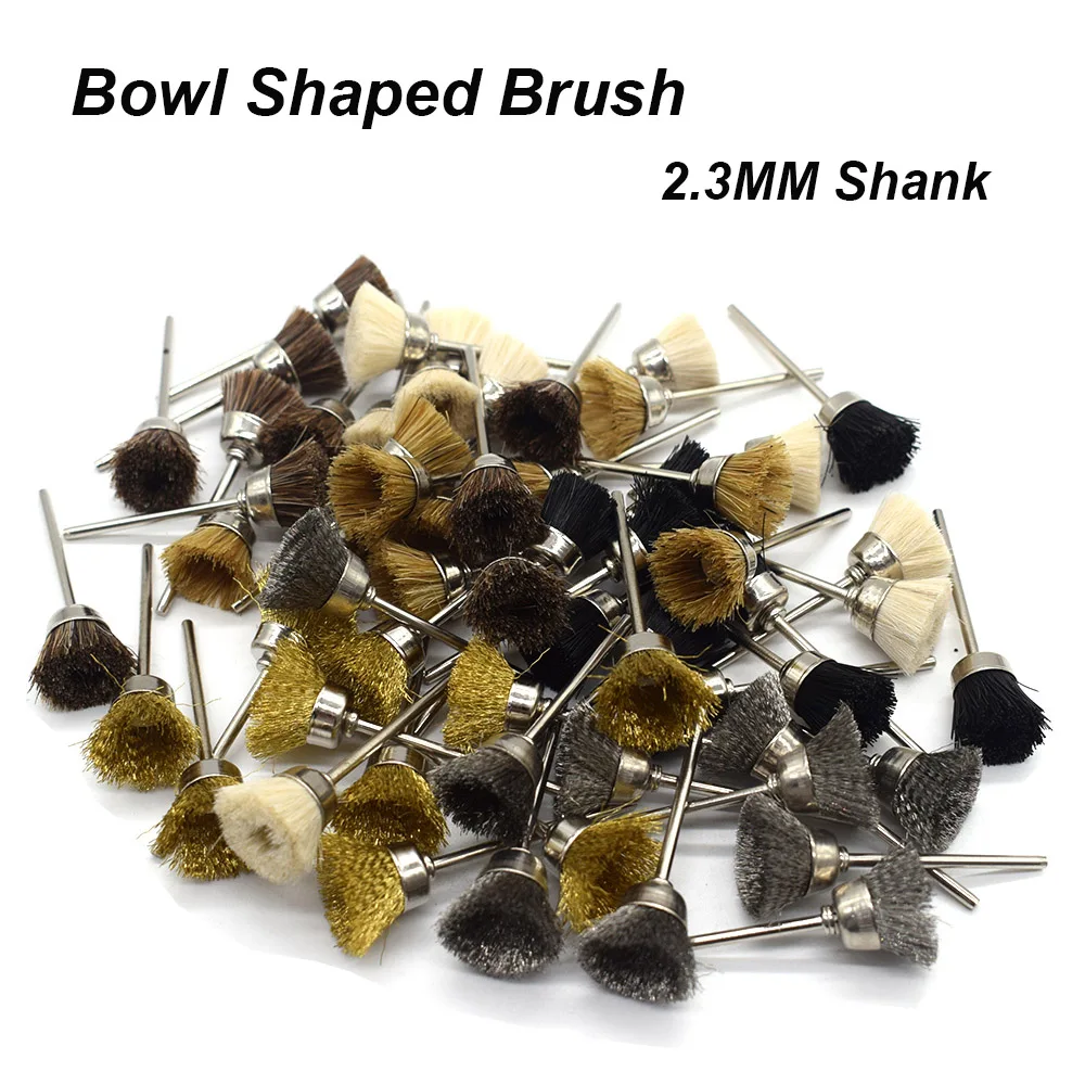 10PCS  Jewelry Abrasive Cup Brush Polishing Bristle Steel Brass Wire Bowel Shape Wheels Dremel Accessories For Rotary Tools