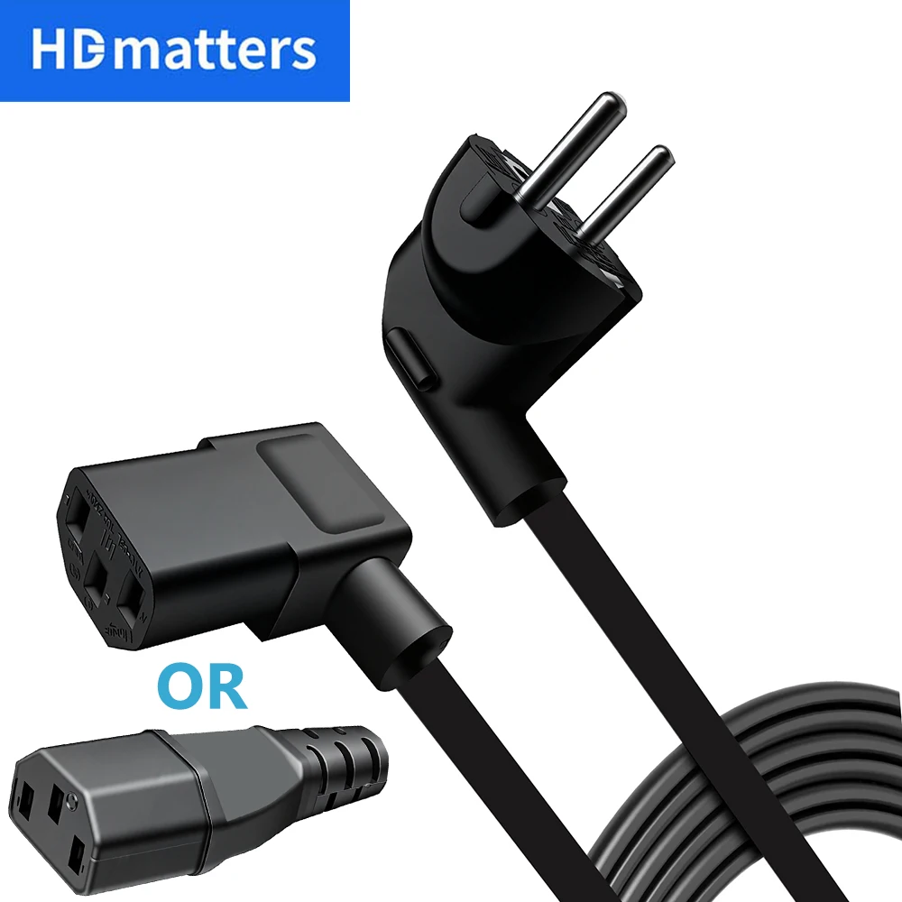 Angled EU Mains Power Cable European Euro Computer Power Cord CEE 7/7 to IEC320 C13 European Schuko Power Cord EU AC Power Lead