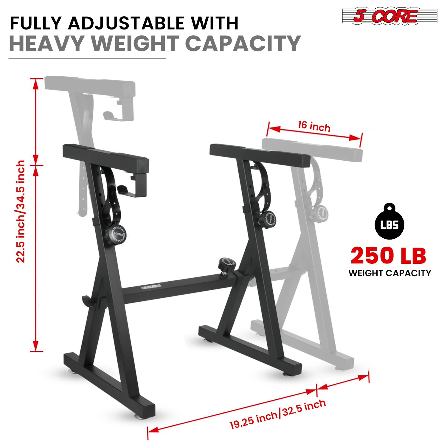 5Core Keyboard Stand Adjustable Height 34.5