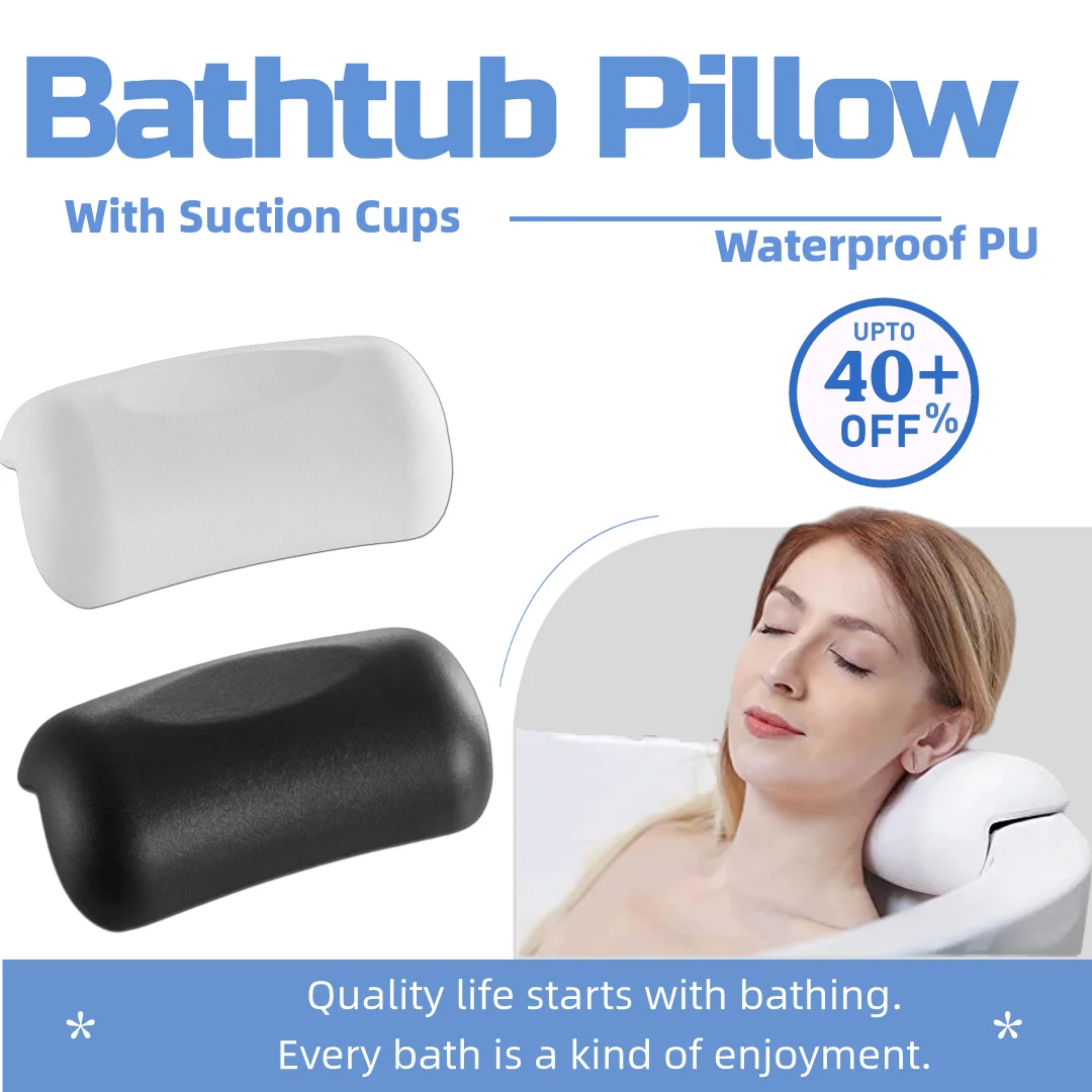Travesseiro de banheira com ventosa antiderrapante, à prova d'água, pu, macio, para banheira, spa, cabeça, ombro, pescoço, banheiras de hidromassagem, jacuzzi quentes