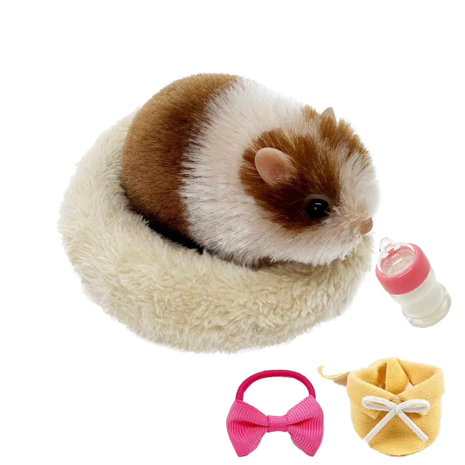 VOLOBE 5 Inches Silicone Hamster, as Silicone Piglet Companion with Sleeping Pad Accessories for Kids(Brown Hamster)