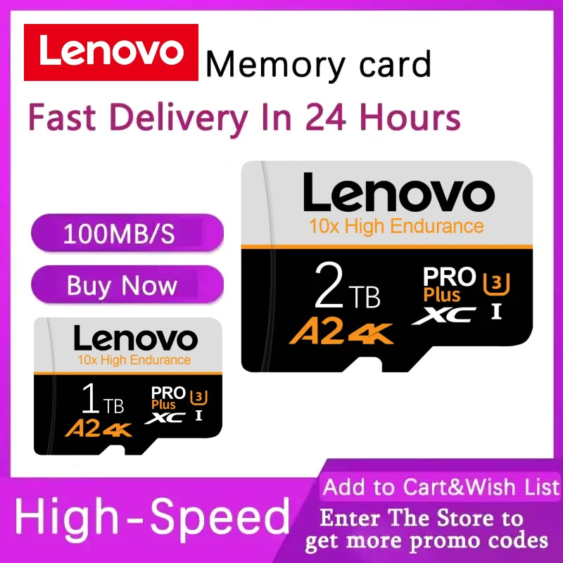 Lenovo Micro TF SD Card 2TB 1TB Memory Card 128GB tarjeta A2 4K U3 Ultra Micro TF Card 256GB for Phone Tablet Switch Drone PC