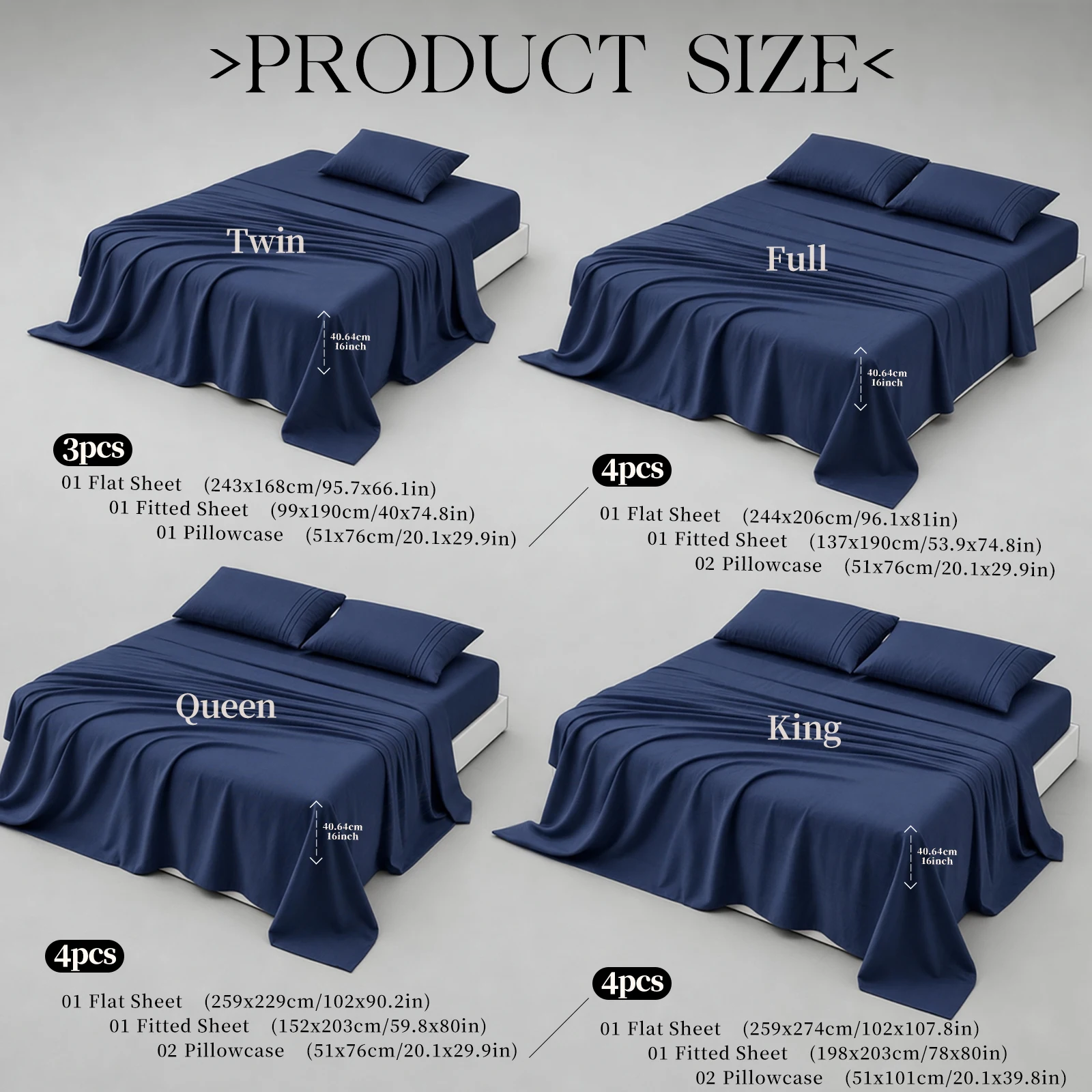 3/4pcs Luxury Bamboo Bedding Sheet Set - Breathable & Cooling Sheets with Hotel Luxury Quality, Easy to Install And Secure Fit, Soft And Wrinkle-Resistant Comfort - Extra Deep Pocket Design, Perfect for Both Adults And Children
