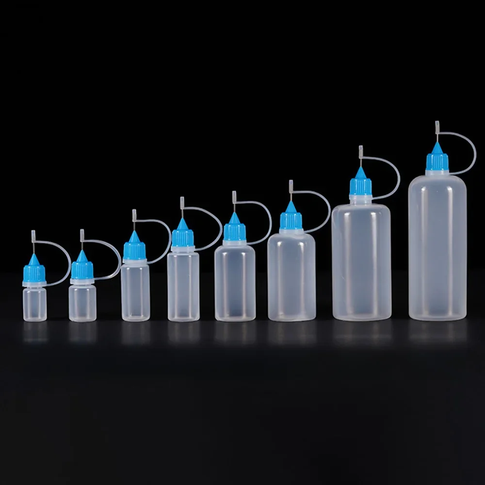 5ml 10ml 15ml 30ml 100ml PE Plastikowa butelka z aplikatorem z wyciskaną końcówką Kroplomierz wielokrotnego napełniania z nakładkami na igły do ​​kleju — zdjęcie 2