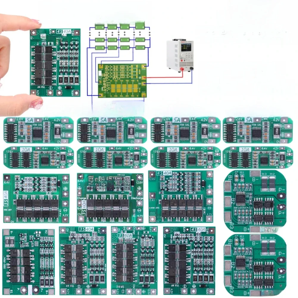 BMS 3 S/4 S 5A 10A 20A 25A 40A 60A Li-ion Lithium Batterij Oplader Bescherming boord 18650 Voor Boormotor 12 V met Verbeteren/Balans - afbeelding 2