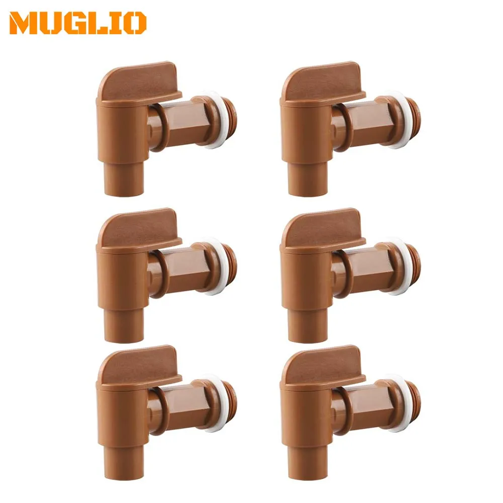 6Pcs 3/4” Drum Faucet PE Plastic Male Barrel Faucet for 5, 6 Gallon Plastic or Steel Drums Water Jugs Brown Replacement Drum Tap