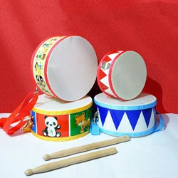 Double Sided Hand Drum with Drumstick Activities Percussion Blocks for Practicing Hand Eye Ability Durable Montessori Toy