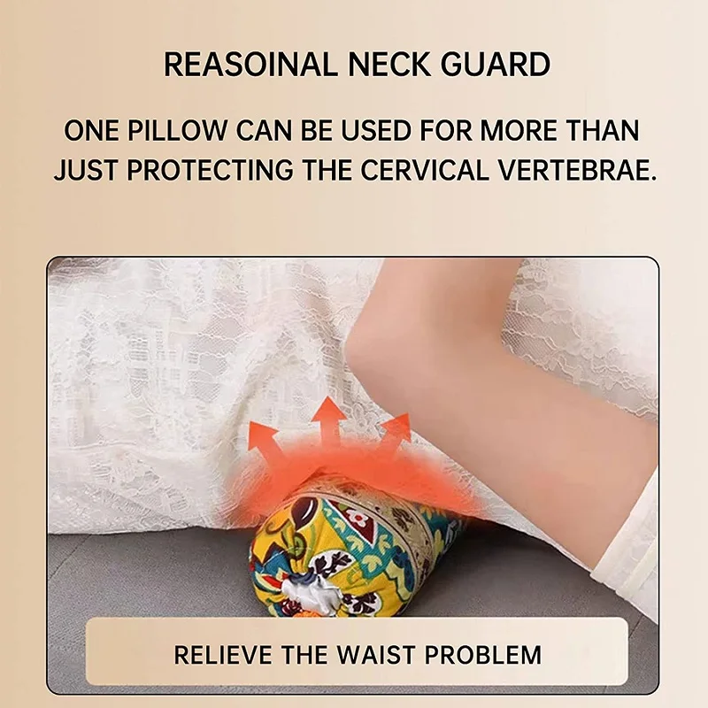 Wormwood Filling Neck Roll Pillows Bolster for Neck Shoulder Pressure Relief Ergonomic Chiropractic Back Neck Support Cervical