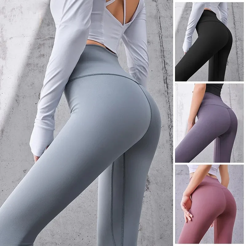 Prążkowane spodnie do jogi z wysokim stanem gym_egggings sportowe damskie Fitness bez szwu kobiece Legging kontrola brzucha RunningTraining rajstopy — zdjęcie 2