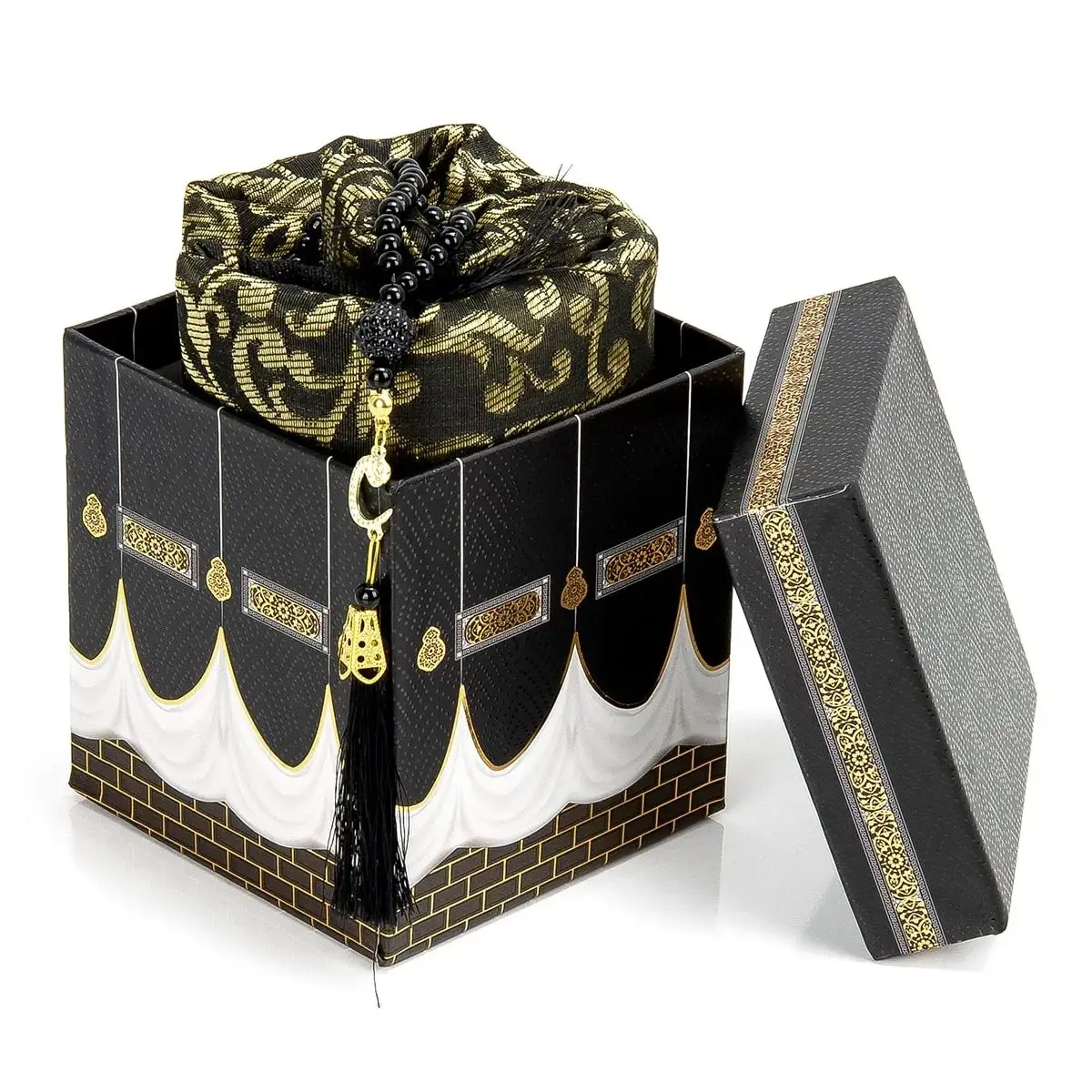 3 Piece Kaaba Mockup Prayer Rug Set Cotton Rug Tawaf Hajj Umrah Musliman Goods Prayer Woven Carpet Non-Slip Muslim Prayer Rug TR