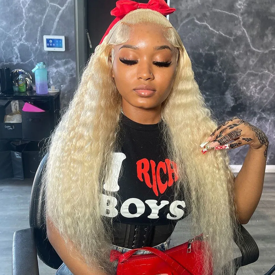

613 HD Lace Frontal Wig 13x6 Blonde Water Curly Human Hair Wig 13x4 Deep Loose Wave Transparent Remy Color Front Human Hair Wig