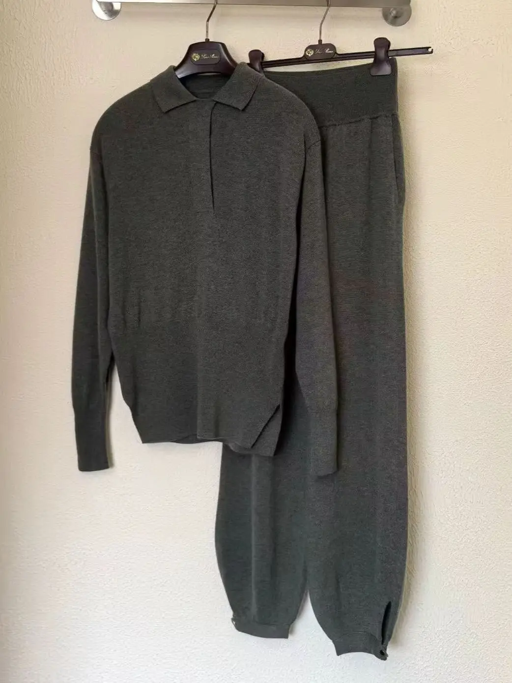 Elegant Style High-Quality Polo Collar Cashmere Knit Set