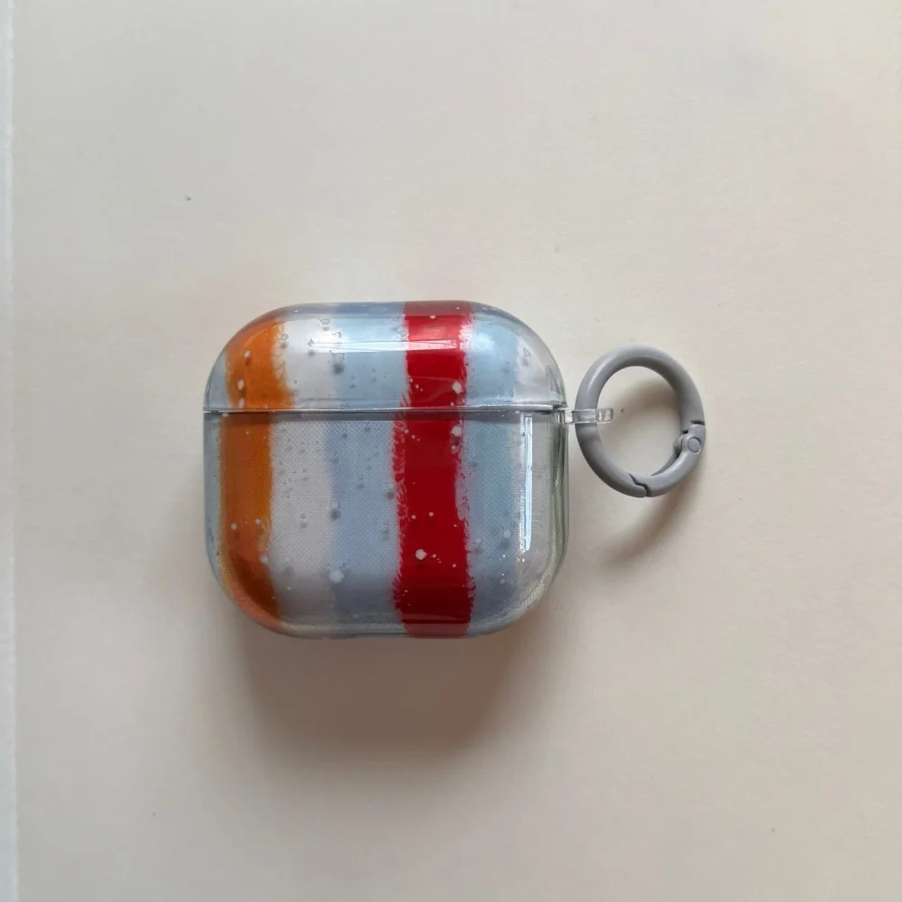 

Simple and stylish red and blue pattern earphone protective case, suitable for AirPods 4/3/2Pro/2/4, shock-proof protective case