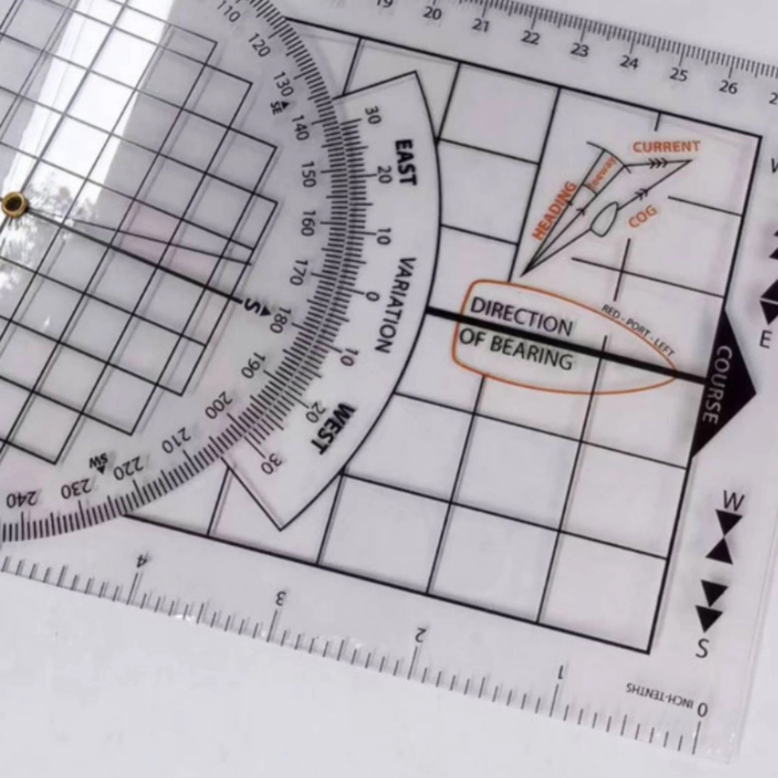 Transparent Rotatable Marine Navigation Chart Ruler with Rotating Disc for Nautical Training