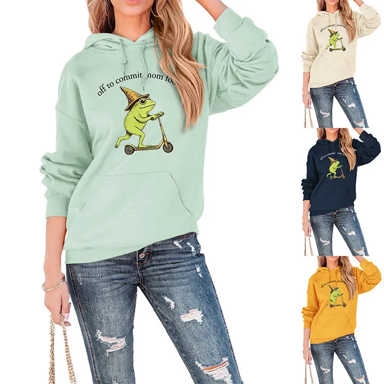Funny Frog Riding Scooter Off To Praise The Lord Hoodie Unisex Christian Pullover Hooded Sweatshirt