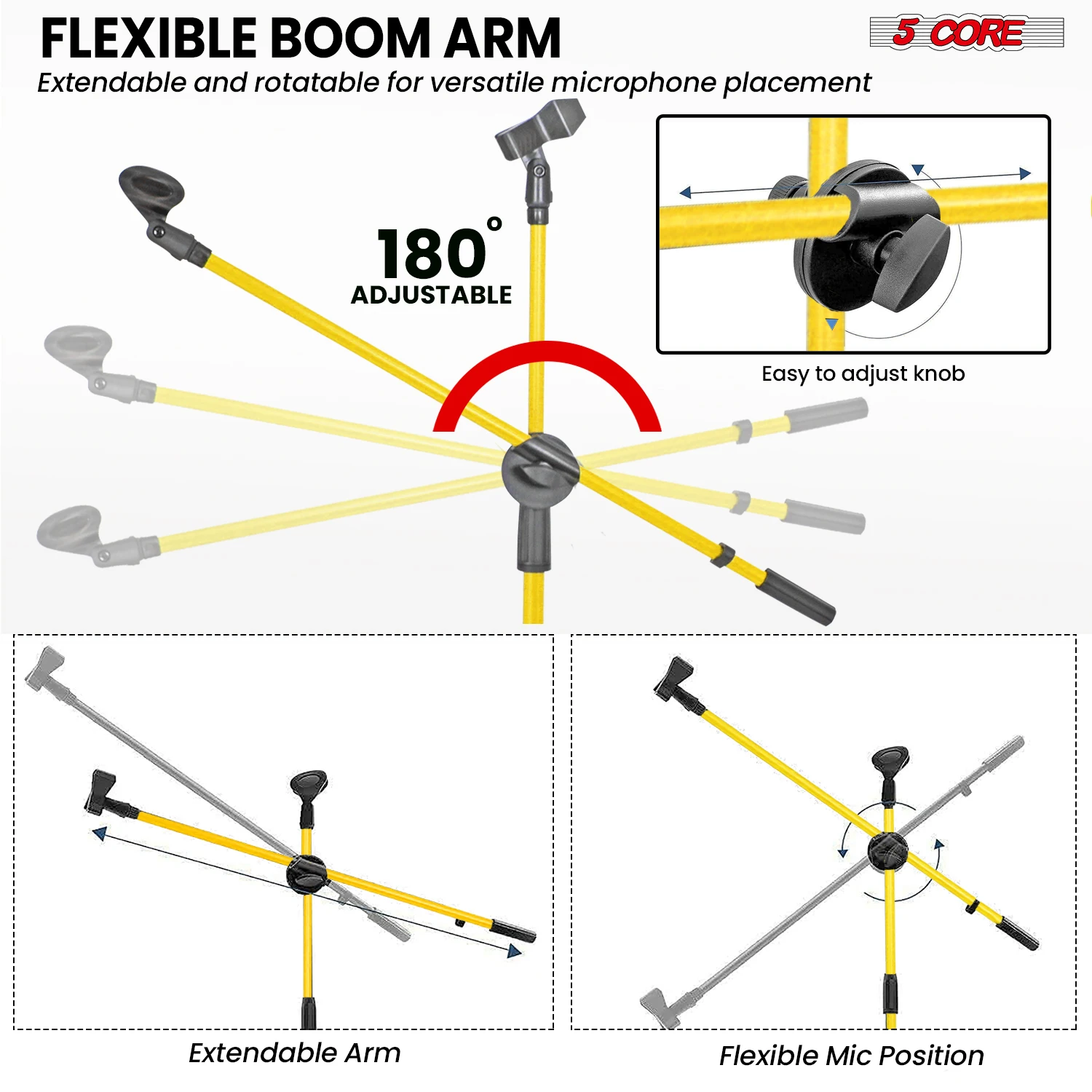 5 Core Microphone Stand Floor - Boom Arm Stand ulasan dan harga