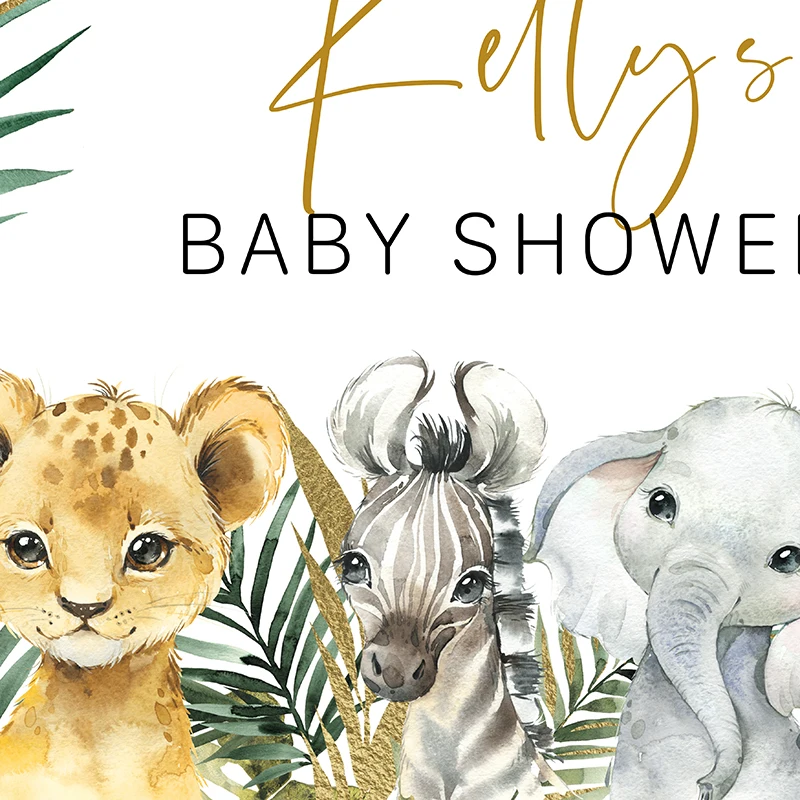 Personalized Baby Shower Welcome Sign Art Print Jungle Animal Baby Shower Poster Boho Style Canvas Painting Bridal Shower Decor