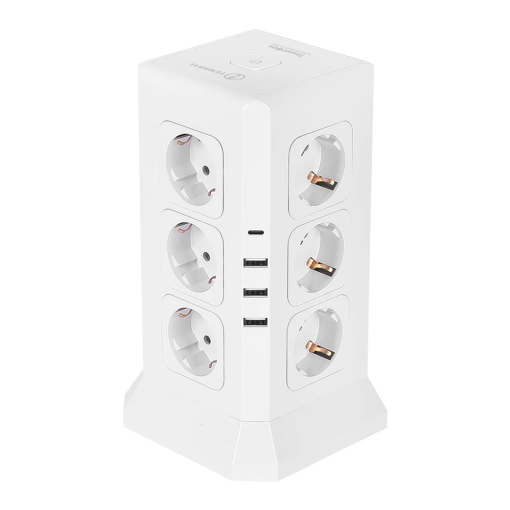 Tm-washable tower type multi-tap outlet 4000W 16-gu 2M Tower box white KC certified integrated switch for hot combustion ash