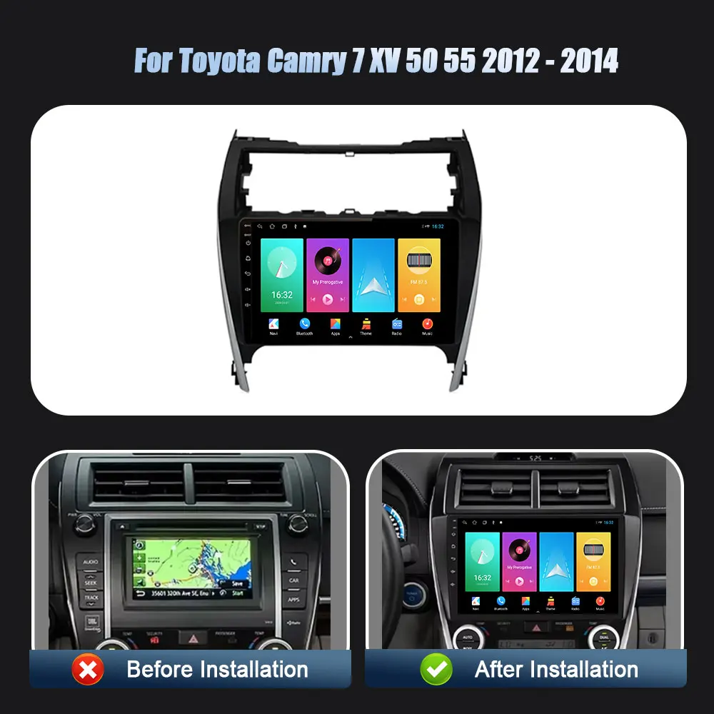 Wireless Carplay 4G GPS Screen 2DIN For Toyota Camry 7 XV 50 55 2012-2014 Android 14 Car Radio Multimedia Navigation Player