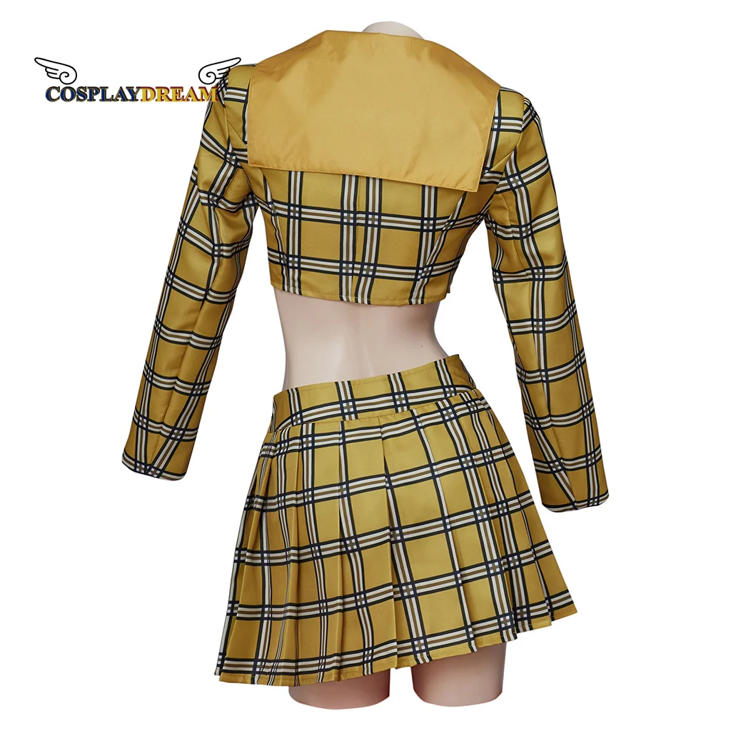 Movie Clueless Cher Cosplay Costume Horowitz Dress School Uniform Top Skirt Suit Yellow Plaid Girl Outfit Halloween Clothing