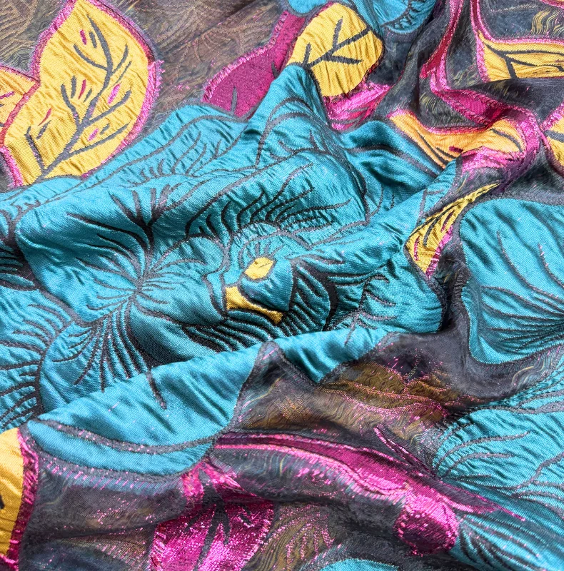 

Jacquard Brocade Fabric Luxury African Floral Embroidery For Wedding Dress Material French Party Jacquard Fabric By 5 yards