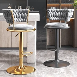 Silla de Bar giratoria para el hogar, taburete de altura ajustable para barbería, taburete de Bar de lujo, bancos altos para desayuno, muebles