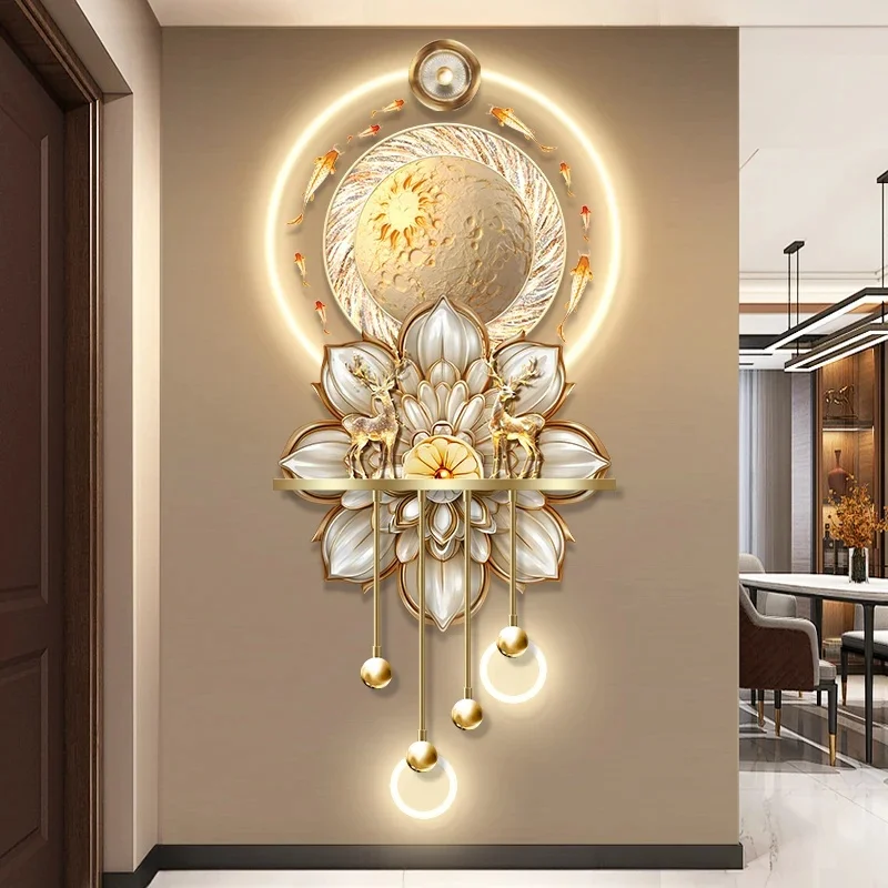 Lichte luxe moderne ingang LED-licht 2025, nieuwe high-end woonkamerwandlamp, geavanceerd gevoel, negen vissen, fotoachtergrondmuur - afbeelding 2