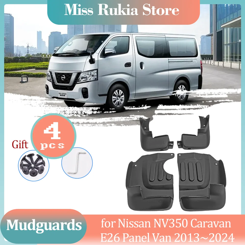 Car Mud Flaps for Nissan NV350 Caravan E26 Panel Van 2013~2024 Mudguards Splash Part Wheel Guard Fender Flare Cover Accessories