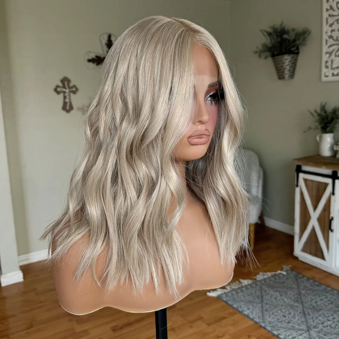 

Синтетический парик 13x4 с кружевной передней частью, платиновый блонд, длинный волнистый, с свободной линией разграничения, естественные кудри для женщин, для повседневной носки, вечеринок и косплея