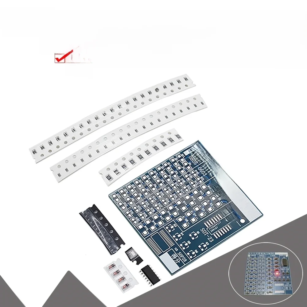 DIY płytka drukowana PCB SMT SMD płyta do ćwiczeń lutowniczych zestaw DIY Fanny trening umiejętności elektroniczny garnitur 77 sztuk komponentów — zdjęcie 2
