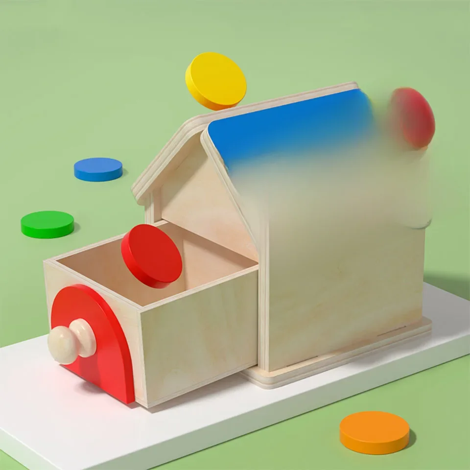 Montessori Coin Box Toys Object Permanent 2-in-1 Wooden Ball Drop Games & Wooden Puzzle Double Drawers Toys Gifts for Toddler