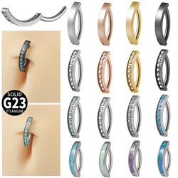 1PC Titanium/Stainless Steel Inlaid Opal CZ Belly Button Ring Navel Barbell Piercing Curved Navel Nail Body Piercing Jewelry 14G