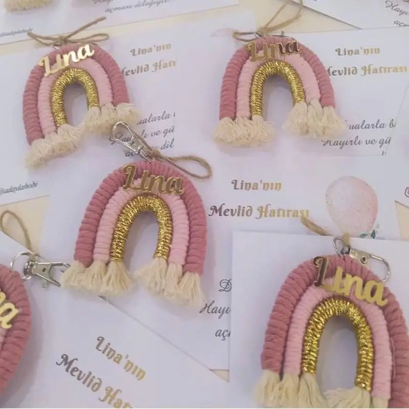 20 PCs Can Be Customized Birthday Wedding Party Baby Shower Engagement Handmade Macrame Keychain All Special Occasions With You