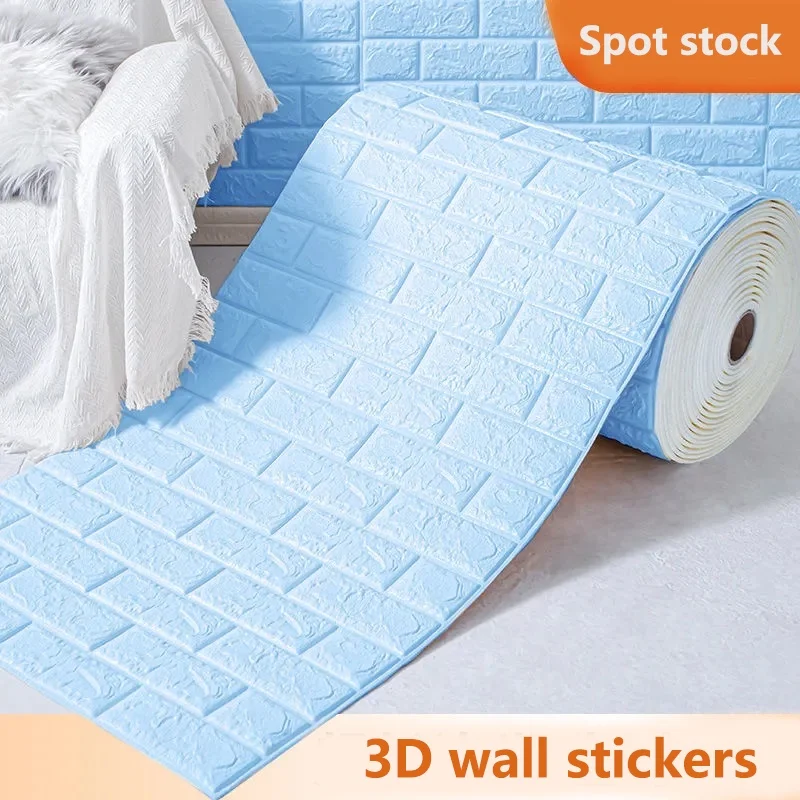 Room Decor PVC Home Decorations Self-adhesive Wallpaper 70cmX1m Wall Stickers 3D Foam DIY Retro Brick Pattern Renovation