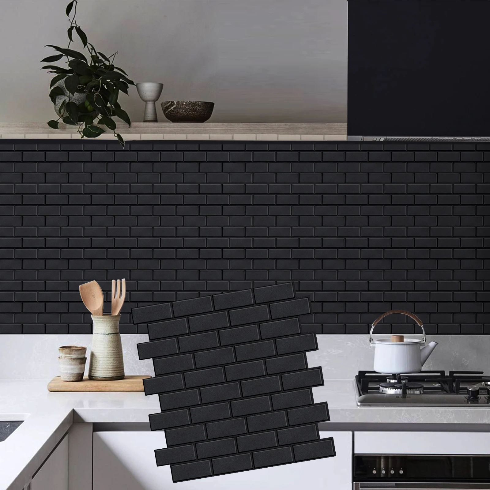 1/10 Sheets Strong Adhesive Wall Sticker Easy to Install Farmhouse Kitchen Tile Backsplash Thicker Design Wallpaper for Home