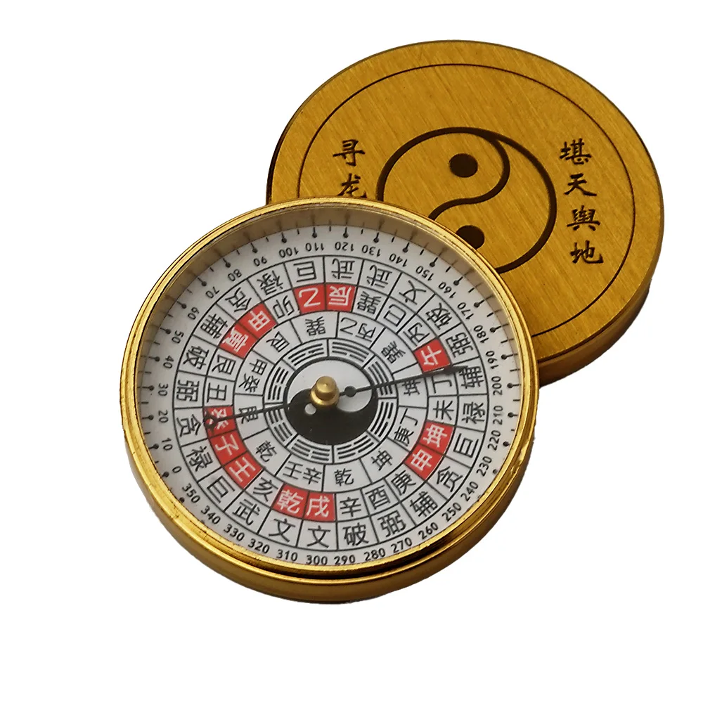 Compass Brass High Sensitivity House Feng Shui Magnetic Needle Navigation Outdoor Mini Decoration 1.73 Inches