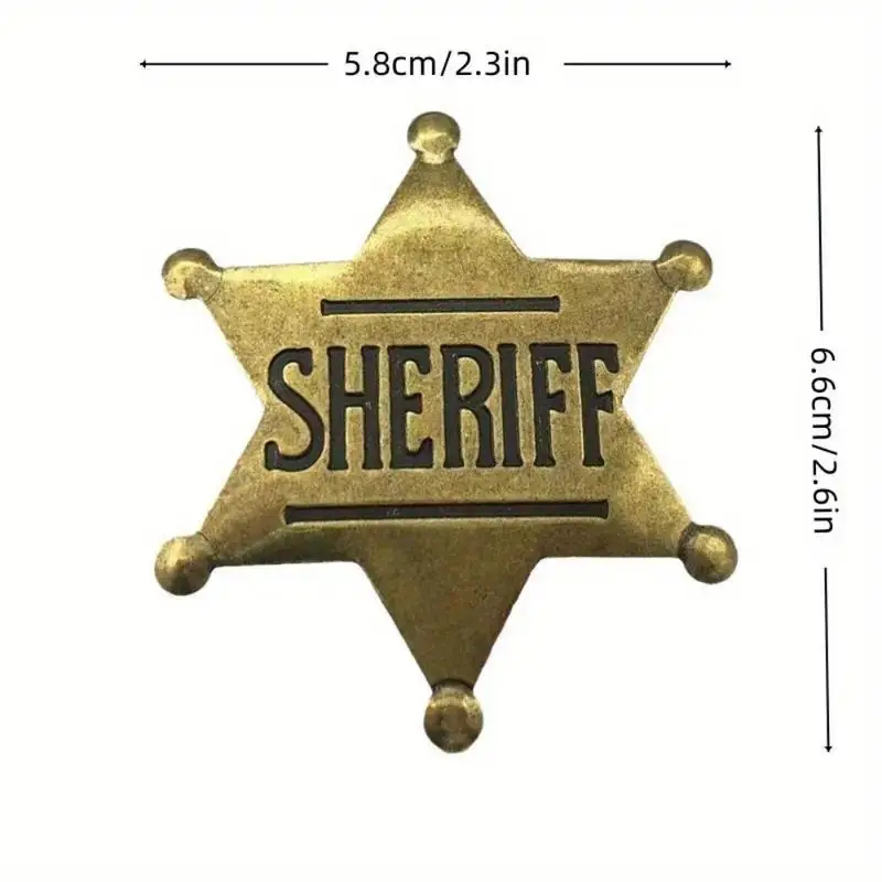 شارة شريف المعدنية الكلاسيكية الرجعية، شارة سترة الشرطة الغربية، ديكور حفلات رعاة البقر، إكسسوارات عصرية (3 قطع) #3