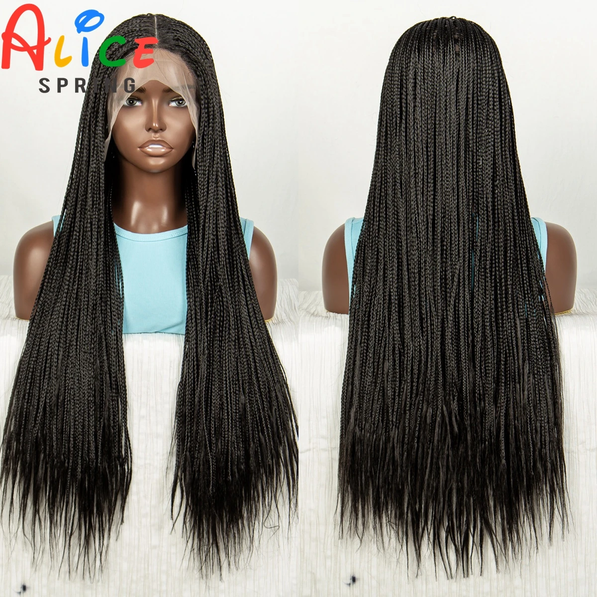 

Straight Braided Wigs 32inch Synthetic Lace Front Braiding Hair Wig Transparent Lace Frontal Knotless Braided Wig with Baby Hair