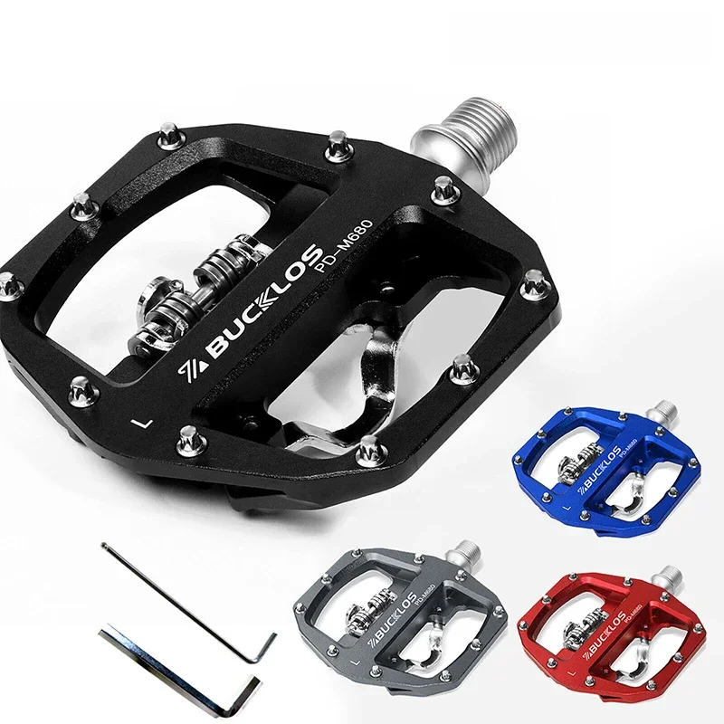 Fit SPD System Pedał rowerowy Dwufunkcyjny pedał do rowerów górskich SPD Samoblokujące pedały MTB Antypoślizgowe szerokie płaskie pedały — zdjęcie 2