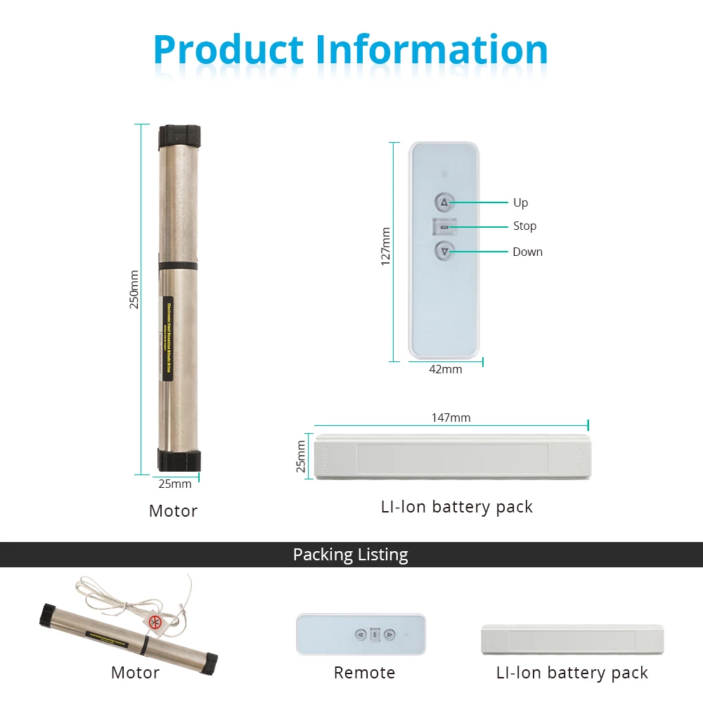 Zemismart Electric Blind Motor with RF Control Battery Charging For Pleated Blinds Honeycomb Shade Aluminum Alloy Shutter