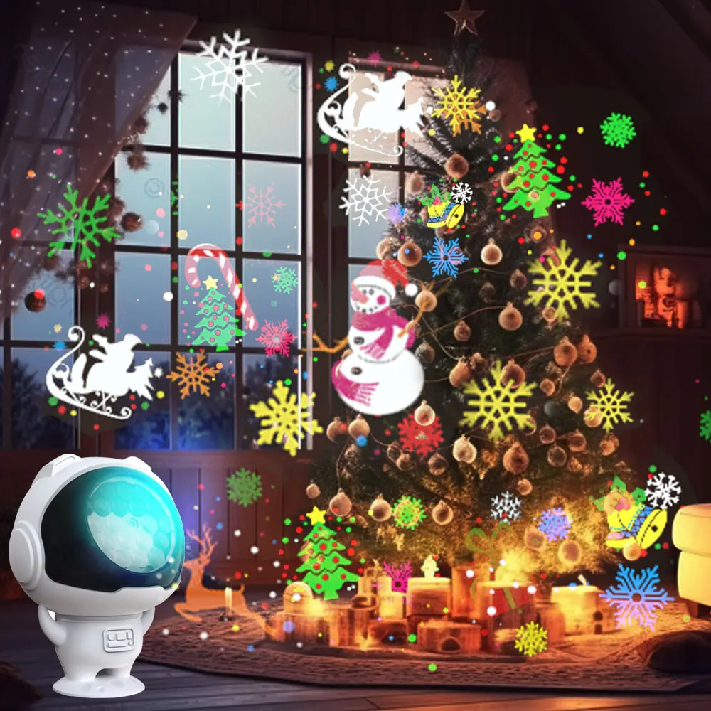 USB-Powered Christmas Projection Light Show with Dynamic LED Holiday Patterns Santa Claus Snowflakes Wall Ceiling Xmas Decor