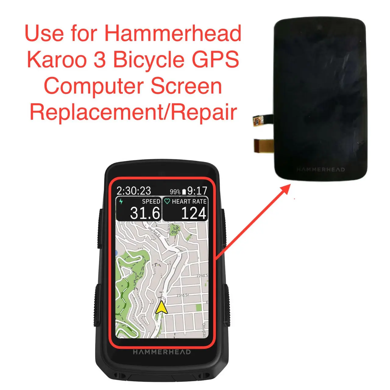 New Hammerhead Karoo 3 Bicycle GPS Computer Screen Lcd Oled Display Replacement/Repair（Including LCD+TP+CoverGlass ）