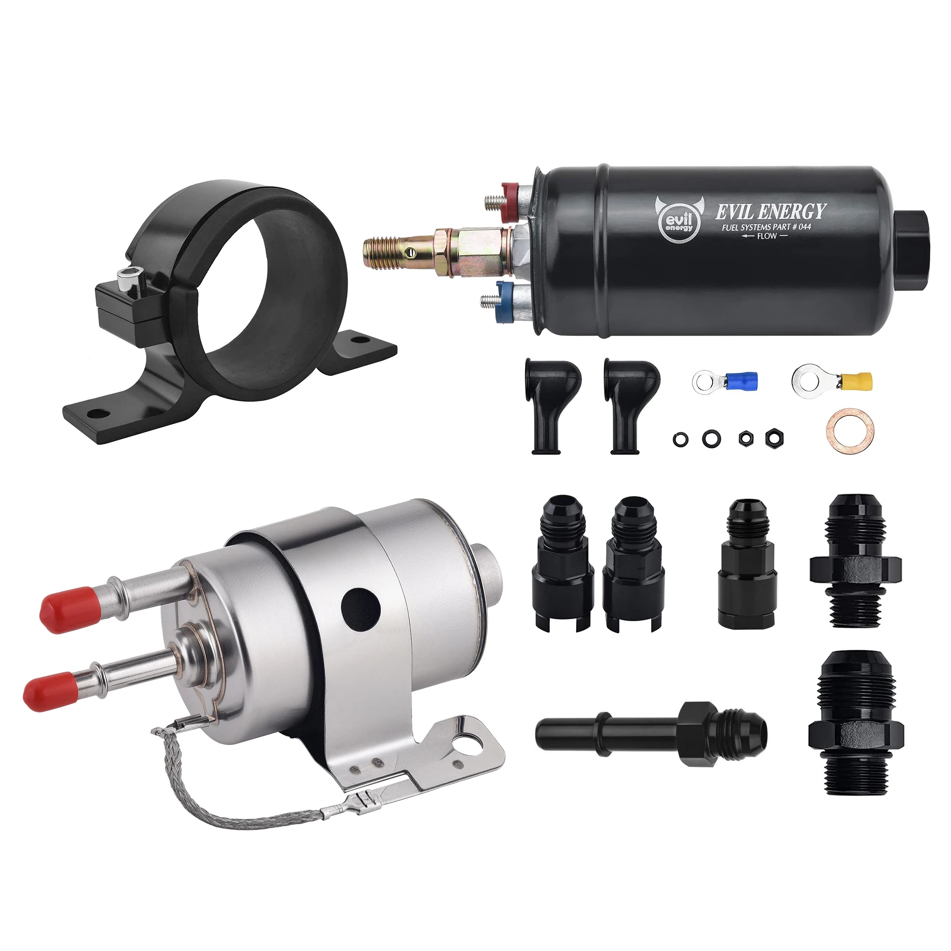58 PSI Fuel Filter Regulator with External High Flow 12V 300LPH Electric Inline Fuel Pump Compatible with LS Swap EFI Conversions