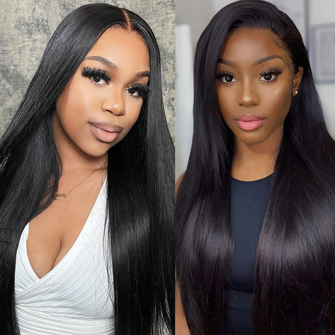 

Janet Collection Natural Virgin Remy Human Hair HD Swiss Lace Frontal Wig Glueless Hand-Tied 13X4 Airy Straight 24"