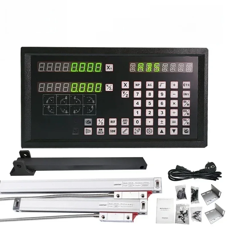 DRO-2V Professioneel digitaal afleesdisplay en 2 stuks lineaire glazen schaal-encoder roosterliniaal voor draaibankfreesmachines - afbeelding 2